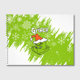 Альбом для рисования с принтом Grinch Green. в городе Новоалтайск, 100% бумага
 | матовая бумага, плотность 200 мг. | 2022 | grinch | happy new year | merry christmas | год тигра | гринч | зима близко | нг | новогодний | новый год | новый год 2022 | рождество | снег | снежинки