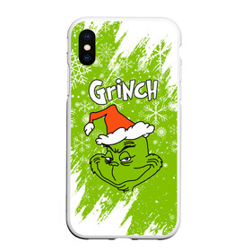Чехол для iPhone XS Max матовый с принтом Grinch Green. в городе Новоалтайск, Силикон | Область печати: задняя сторона чехла, без боковых панелей | 2022 | grinch | happy new year | merry christmas | год тигра | гринч | зима близко | нг | новогодний | новый год | новый год 2022 | рождество | снег | снежинки