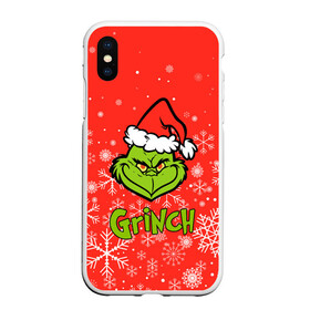 Чехол для iPhone XS Max матовый с принтом Grinch Red. в городе Новоалтайск, Силикон | Область печати: задняя сторона чехла, без боковых панелей | Тематика изображения на принте: 2022 | grinch | happy new year | merry christmas | год тигра | гринч | зима близко | нг | новогодний | новый год | новый год 2022 | рождество | снег | снежинки