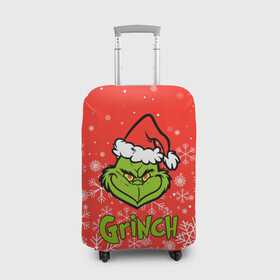 Чехол для чемодана 3D с принтом Grinch Red. в городе Новоалтайск, 86% полиэфир, 14% спандекс | двустороннее нанесение принта, прорези для ручек и колес | 2022 | grinch | happy new year | merry christmas | год тигра | гринч | зима близко | нг | новогодний | новый год | новый год 2022 | рождество | снег | снежинки