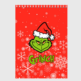 Скетчбук с принтом Grinch Red. в городе Новоалтайск, 100% бумага
 | 48 листов, плотность листов — 100 г/м2, плотность картонной обложки — 250 г/м2. Листы скреплены сверху удобной пружинной спиралью | 2022 | grinch | happy new year | merry christmas | год тигра | гринч | зима близко | нг | новогодний | новый год | новый год 2022 | рождество | снег | снежинки