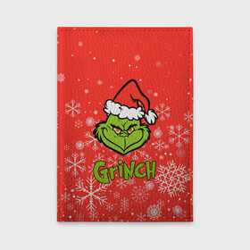 Обложка для автодокументов с принтом Grinch Red. в городе Новоалтайск, натуральная кожа |  размер 19,9*13 см; внутри 4 больших “конверта” для документов и один маленький отдел — туда идеально встанут права | Тематика изображения на принте: 2022 | grinch | happy new year | merry christmas | год тигра | гринч | зима близко | нг | новогодний | новый год | новый год 2022 | рождество | снег | снежинки