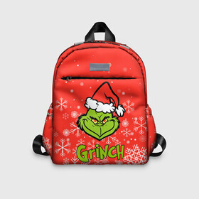 Детский рюкзак 3D с принтом Grinch Red. в городе Новоалтайск, 100% полиэстер | лямки с регулируемой длиной, сверху петелька, чтобы рюкзак можно было повесить на вешалку. Основное отделение закрывается на молнию, как и внешний карман. Внутри дополнительный карман. По бокам два дополнительных кармашка | 2022 | grinch | happy new year | merry christmas | год тигра | гринч | зима близко | нг | новогодний | новый год | новый год 2022 | рождество | снег | снежинки