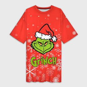 Платье-футболка 3D с принтом Grinch Red. в городе Новоалтайск,  |  | 2022 | grinch | happy new year | merry christmas | год тигра | гринч | зима близко | нг | новогодний | новый год | новый год 2022 | рождество | снег | снежинки