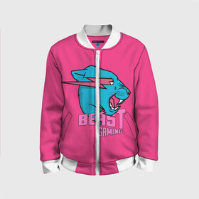Детский бомбер 3D с принтом Mr Beast Gaming Full Print (Pink edition) в городе Новоалтайск, 100% полиэстер | застегивается на молнию, по бокам два кармана без застежек, мягкие манжеты, по низу бомбера и на воротнике — эластичная резинка | gamer | games | gaming | mr beast | mrbeast | youtube | блогеры | игры | мистер бист | ютуберы