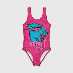 Детский купальник 3D с принтом Mr Beast Gaming Full Print (Pink edition) в городе Новоалтайск, Полиэстер 85%, Спандекс 15% | Слитный крой, подклад по переду изделия, узкие бретели | gamer | games | gaming | mr beast | mrbeast | youtube | блогеры | игры | мистер бист | ютуберы