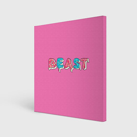 Холст квадратный с принтом Mr Beast Donut (Pink edition) в городе Новоалтайск, 100% ПВХ |  | arts | mr beast | mrbeast | youtube | арты | блогеры | мистер бист | прикольные надписи | ютуб | ютуберы