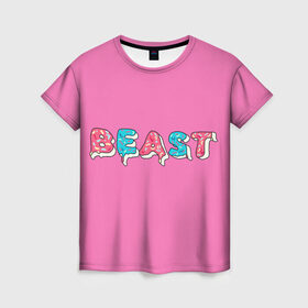 Женская футболка 3D с принтом Mr Beast Donut (Pink edition) в городе Новоалтайск, 100% полиэфир ( синтетическое хлопкоподобное полотно) | прямой крой, круглый вырез горловины, длина до линии бедер | arts | mr beast | mrbeast | youtube | арты | блогеры | мистер бист | прикольные надписи | ютуб | ютуберы