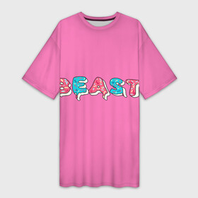 Платье-футболка 3D с принтом Mr Beast Donut (Pink edition) в городе Новоалтайск,  |  | arts | mr beast | mrbeast | youtube | арты | блогеры | мистер бист | прикольные надписи | ютуб | ютуберы