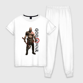 Женская пижама хлопок с принтом КРАТОС, БОГ ВОЙНЫ / GOD OF WAR в городе Новоалтайск, 100% хлопок | брюки и футболка прямого кроя, без карманов, на брюках мягкая резинка на поясе и по низу штанин | ascension | betrayal | chains of olympus | cratos | ghost of sparta | god of war | hack and slash | kratos | logo | ragnarok | rune | бог войны | год ов вар | год оф вар | игра | иероглифы | кратос | лого | логотип | рагнарёк | руны | символы | эмблема