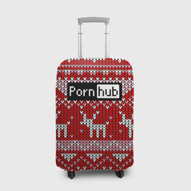 Чехол для чемодана 3D с принтом Porn Hub новогодний в городе Новоалтайск, 86% полиэфир, 14% спандекс | двустороннее нанесение принта, прорези для ручек и колес | deer | holiday | new year | pattern | новый год | олень | праздник | узор