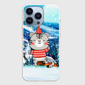 Чехол для iPhone 13 Pro с принтом Тигренок в заснеженную погоду в городе Новоалтайск,  |  | 2022 | год тигра | новый год | новый год 2022 | символ года | тигр | тигренок | тигрица | тигры