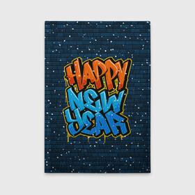 Обложка для автодокументов с принтом С Новым Годом граффити / Happy New Year graffiti в городе Новоалтайск, натуральная кожа |  размер 19,9*13 см; внутри 4 больших “конверта” для документов и один маленький отдел — туда идеально встанут права | graffiti | wall | граффити | зима | новый год | рождество | снег | снежинка | стена