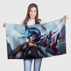 Флаг 3D с принтом ЛИГА ЛЕГЕНД ДЖИНКС JINX в городе Новоалтайск, 100% полиэстер | плотность ткани — 95 г/м2, размер — 67 х 109 см. Принт наносится с одной стороны | akali | arcane | fan | fan art | hero | jinx | kda | kda mas | league of legends | lol | moba | акали | аркейн | герой | джинкс | кда | лига легенд | лол | моба