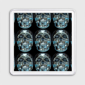 Магнит 55*55 с принтом Skulls pattern 2028 в городе Новоалтайск, Пластик | Размер: 65*65 мм; Размер печати: 55*55 мм | Тематика изображения на принте: fashion | future | pattern | skull | vanguard | авангард | будущее | мода | стекло | узор | череп