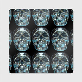 Магнит виниловый Квадрат с принтом Skulls pattern 2028 в городе Новоалтайск, полимерный материал с магнитным слоем | размер 9*9 см, закругленные углы | Тематика изображения на принте: fashion | future | pattern | skull | vanguard | авангард | будущее | мода | стекло | узор | череп