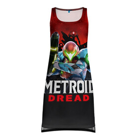 Платье-майка 3D с принтом Space Fight | Metroid Dread в городе Новоалтайск, 100% полиэстер | полуприлегающий силуэт, широкие бретели, круглый вырез горловины, удлиненный подол сзади. | game | logo | mercurysteam | metroid | metroid dread | metroid fusion | samus aran | игра | компьютерная игра | лого | логотип | метроид | метроид дреад | мэтроид | мэтройдо дореддо | самус аран | эмблема