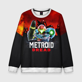 Детский свитшот 3D с принтом Space Fight | Metroid Dread в городе Новоалтайск, 100% полиэстер | свободная посадка, прямой крой, мягкая тканевая резинка на рукавах и понизу свитшота | game | logo | mercurysteam | metroid | metroid dread | metroid fusion | samus aran | игра | компьютерная игра | лого | логотип | метроид | метроид дреад | мэтроид | мэтройдо дореддо | самус аран | эмблема