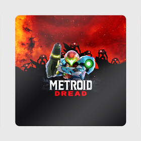 Магнит виниловый Квадрат с принтом Space Fight | Metroid Dread в городе Новоалтайск, полимерный материал с магнитным слоем | размер 9*9 см, закругленные углы | Тематика изображения на принте: game | logo | mercurysteam | metroid | metroid dread | metroid fusion | samus aran | игра | компьютерная игра | лого | логотип | метроид | метроид дреад | мэтроид | мэтройдо дореддо | самус аран | эмблема