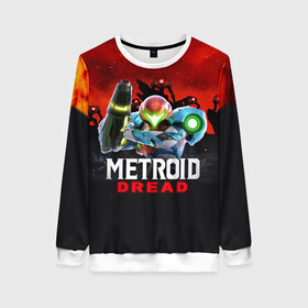 Женский свитшот 3D с принтом Space Fight | Metroid Dread в городе Новоалтайск, 100% полиэстер с мягким внутренним слоем | круглый вырез горловины, мягкая резинка на манжетах и поясе, свободная посадка по фигуре | game | logo | mercurysteam | metroid | metroid dread | metroid fusion | samus aran | игра | компьютерная игра | лого | логотип | метроид | метроид дреад | мэтроид | мэтройдо дореддо | самус аран | эмблема