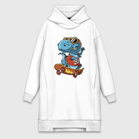 Платье-худи хлопок с принтом The dinosaur Skater в городе Новоалтайск,  |  | dinosaur | jaw | muzzle | nostrils | predator | skate board | skater | tail | teeth | динозавр | зубы | ноздри | очки | пасть | скейтборд | хвост | хищник