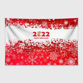 Флаг-баннер с принтом Happy New Year 2022. в городе Новоалтайск, 100% полиэстер | размер 67 х 109 см, плотность ткани — 95 г/м2; по краям флага есть четыре люверса для крепления | 2022 | happy new year | merry christmas | год тигра | зима близко | нг | новогодний | новогодний тигр | новый год | новый год 2022 | рождество | символ 2022 года | снег | снежинки | тигр