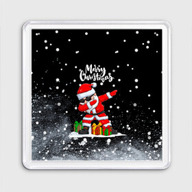 Магнит 55*55 с принтом Santa Dabbing с подарками. в городе Новоалтайск, Пластик | Размер: 65*65 мм; Размер печати: 55*55 мм | 2022 | dabbing | happy new year | merry christmas | santa dabbing | год тигра | зима близко | нг | новогодний | новый год | новый год 2022 | рождество | символ 2022 года | снег | снежинки