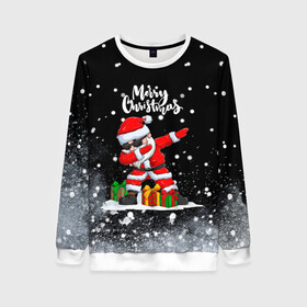 Женский свитшот 3D с принтом Santa Dabbing с подарками. в городе Новоалтайск, 100% полиэстер с мягким внутренним слоем | круглый вырез горловины, мягкая резинка на манжетах и поясе, свободная посадка по фигуре | 2022 | dabbing | happy new year | merry christmas | santa dabbing | год тигра | зима близко | нг | новогодний | новый год | новый год 2022 | рождество | символ 2022 года | снег | снежинки