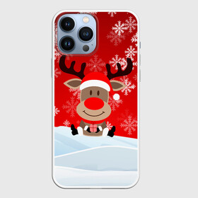Чехол для iPhone 13 Pro Max с принтом Новогодний Олень сидит в снегу. в городе Новоалтайск,  |  | Тематика изображения на принте: 2022 | happy new year | merry christmas | год тигра | зима близко | нг | новогодний | новогодний олень | новогодний тигр | новый год | новый год 2022 | олень | олень с подарком | рождество | символ 2022 года | снег | снежинки