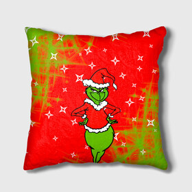 Подушка 3D с принтом Новогодний Grinch на танцполе. в городе Новоалтайск, наволочка – 100% полиэстер, наполнитель – холлофайбер (легкий наполнитель, не вызывает аллергию). | состоит из подушки и наволочки. Наволочка на молнии, легко снимается для стирки | 2022 | grinch | happy new year | merry christmas | год тигра | гринч | зима близко | нг | новогодний | новый год | новый год 2022 | рождество | снег | снежинки