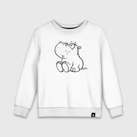 Детский свитшот хлопок с принтом Бегемотик детский cotton theme в городе Новоалтайск, 100% хлопок | круглый вырез горловины, эластичные манжеты, пояс и воротник | африка | бегемот | бегемотик | бивни | гиппо | гиппопотам | животные | злой | злость | индия | настроение | неон | неоновые принты | природа | саванна | светящиеся | сердится