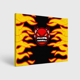Холст прямоугольный с принтом Geometry Dash Smiley demon в городе Новоалтайск, 100% ПВХ |  | angry | crazy | demon | devil | evil | fire | geometry dash | icons | robtop | smile | геомерия даш | геометри деш | геометри дэш | геометрия дэш | демон | злой смайл | игра геометрия дэш | иконки | огненный | огонь | пламя | платформер