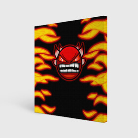Холст квадратный с принтом Geometry Dash Smiley demon в городе Новоалтайск, 100% ПВХ |  | angry | crazy | demon | devil | evil | fire | geometry dash | icons | robtop | smile | геомерия даш | геометри деш | геометри дэш | геометрия дэш | демон | злой смайл | игра геометрия дэш | иконки | огненный | огонь | пламя | платформер