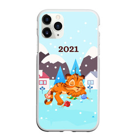 Чехол для iPhone 11 Pro Max матовый с принтом Спящий тигренок в ожидании нового года в городе Новоалтайск, Силикон |  | 2022 | год тигра | новый год | новый год 2022 | символ года | тигр | тигренок | тигрица | тигры