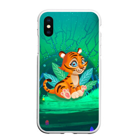 Чехол для iPhone XS Max матовый с принтом Тигр в большой кувшинке в городе Новоалтайск, Силикон | Область печати: задняя сторона чехла, без боковых панелей | 2022 | год тигра | новый год | новый год 2022 | символ года | тигр | тигренок | тигрица | тигры