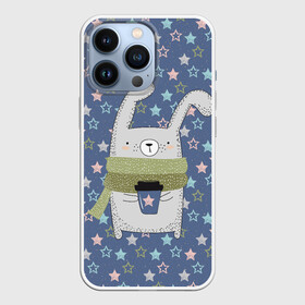 Чехол для iPhone 13 Pro с принтом Звездный кролик в городе Новоалтайск,  |  | Тематика изображения на принте: животное | заяц | звезда | кролик | кролик в шарфе | паттерн