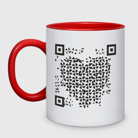 Кружка двухцветная с принтом QR Love в городе Новоалтайск, керамика | объем — 330 мл, диаметр — 80 мм. Цветная ручка и кайма сверху, в некоторых цветах — вся внутренняя часть | coronavirus | covid | covid19 | l | qr code | qr код | sputnik | вакцина | вакцинация | вирус | здоровье | изоляция | иммунитет | карантин | ковид | код | корона | коронавирус | маркировка | маска | пандемия | паспорт