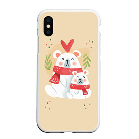 Чехол для iPhone XS Max матовый с принтом Мишки с шарфиком в городе Новоалтайск, Силикон | Область печати: задняя сторона чехла, без боковых панелей | Тематика изображения на принте: 2022 | год | мишки | новый | праздник | шарф