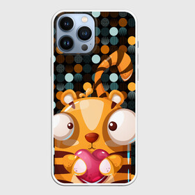 Чехол для iPhone 13 Pro Max с принтом Крейзи тигр с сердцем в городе Новоалтайск,  |  | 2022 | год тигра | крейзи | кружочки | новый год | сердце | тигр | хищник