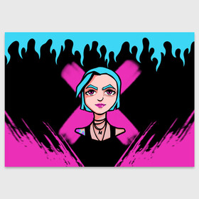 Поздравительная открытка с принтом JINX 2D | СИНЕГОЛОВАЯ в городе Новоалтайск, 100% бумага | плотность бумаги 280 г/м2, матовая, на обратной стороне линовка и место для марки
 | Тематика изображения на принте: arcane | arcane league of legends | cartoon | jinx | league of legends | mult | stim punk | stimpunk | аркеин | аркейн | джинкс | мульт | мультик | паудер | порох | психопатка | синеголовая | синий хвост | стим панк | стимпанк