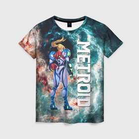 Женская футболка 3D с принтом Samus Aran | Space | Metroid Dread в городе Новоалтайск, 100% полиэфир ( синтетическое хлопкоподобное полотно) | прямой крой, круглый вырез горловины, длина до линии бедер | game | logo | mercurysteam | metroid | metroid dread | metroid fusion | samus aran | игра | компьютерная игра | лого | логотип | метроид | метроид дреад | мэтроид | мэтройдо дореддо | самус аран | эмблема