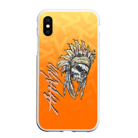 Чехол для iPhone XS Max матовый с принтом Краснокожий в городе Новоалтайск, Силикон | Область печати: задняя сторона чехла, без боковых панелей | Тематика изображения на принте: индейцы | краснокожие | североамериканские | череп