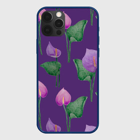 Чехол для iPhone 12 Pro Max с принтом Разноцветные антуриумы на фиолетовом фоне в городе Новоалтайск, Силикон |  | Тематика изображения на принте: 8 марта | anthuriums | flowers | leaves | nature | антуриумы | ботаническая иллюстрация | день рождения | зеленый | листья | природа | растения | фиолетовый | цветы
