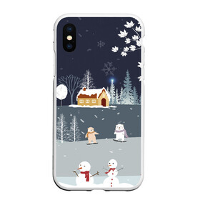 Чехол для iPhone XS Max матовый с принтом Снеговики и Мишки 2022 в городе Новоалтайск, Силикон | Область печати: задняя сторона чехла, без боковых панелей | Тематика изображения на принте: 2022 | год | дед | дети | зима | коньки | мишки | мороз | новый | праздники | радость | рождество | санки | санта | снег | снеговик | счастливого