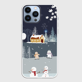 Чехол для iPhone 13 Pro Max с принтом Снеговики  и Мишки 2022 в городе Новоалтайск,  |  | Тематика изображения на принте: 2022 | год | дед | дети | зима | коньки | мишки | мороз | новый | праздники | радость | рождество | санки | санта | снег | снеговик | счастливого