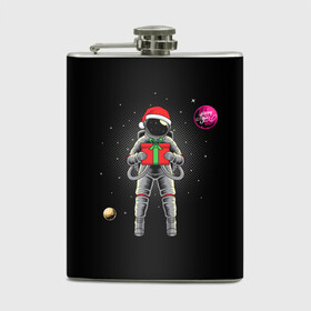 Фляга с принтом Астронавт с подарком Astronaut and Gift в городе Новоалтайск, металлический корпус | емкость 0,22 л, размер 125 х 94 мм. Виниловая наклейка запечатывается полностью | space | астронавт | дед мороз | звезда | космонавт | космос | новый год | планета | подарок | рождество | санта