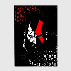 Постер с принтом GOD OF WAR КРАТОС И РУНЫ в городе Новоалтайск, 100% бумага
 | бумага, плотность 150 мг. Матовая, но за счет высокого коэффициента гладкости имеет небольшой блеск и дает на свету блики, но в отличии от глянцевой бумаги не покрыта лаком | ascension | betrayal | chains of olympus | cratos | ghost of sparta | god of war | hack and slash | kratos | logo | ragnarok | rune | бог войны | год ов вар | год оф вар | игра | иероглифы | кратос | лого | логотип | рагнарёк | руны | символы | эмблема