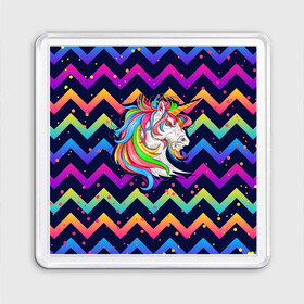 Магнит 55*55 с принтом Cерьезный Единорог Frowning Unicorn в городе Новоалтайск, Пластик | Размер: 65*65 мм; Размер печати: 55*55 мм | Тематика изображения на принте: angry | neon | unicorn | единорог | злой | кислотный | конь | лошадь | неон | пони | радуга | радужный | сердитый | серьезный | хмурый | юникорн