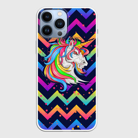 Чехол для iPhone 13 Pro Max с принтом Cерьезный Единорог   Frowning Unicorn в городе Новоалтайск,  |  | Тематика изображения на принте: angry | neon | unicorn | единорог | злой | кислотный | конь | лошадь | неон | пони | радуга | радужный | сердитый | серьезный | хмурый | юникорн