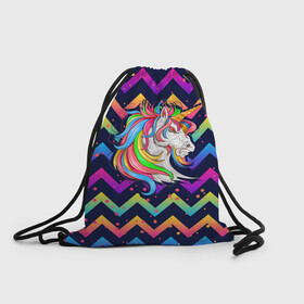 Рюкзак-мешок 3D с принтом Cерьезный Единорог Frowning Unicorn в городе Новоалтайск, 100% полиэстер | плотность ткани — 200 г/м2, размер — 35 х 45 см; лямки — толстые шнурки, застежка на шнуровке, без карманов и подкладки | Тематика изображения на принте: angry | neon | unicorn | единорог | злой | кислотный | конь | лошадь | неон | пони | радуга | радужный | сердитый | серьезный | хмурый | юникорн